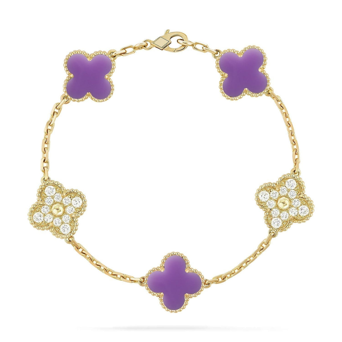 [⭐Veyra]CLOVER 5 MOTIF LIGHT PURPLE BRACELET COLLECTION