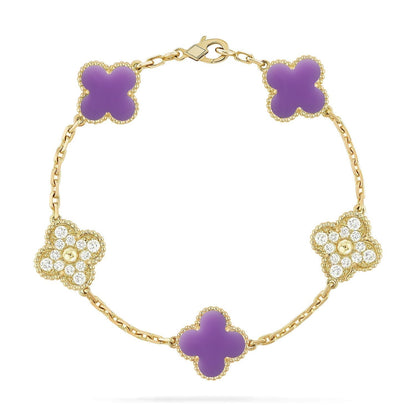 [⭐Veyra]CLOVER 5 MOTIF LIGHT PURPLE BRACELET COLLECTION