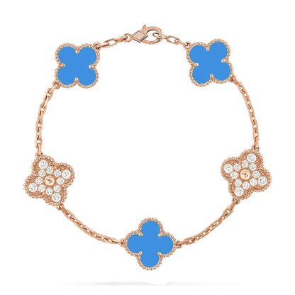 [⭐Veyra] CLOVER 5 MOTIF BLUE AGATE BRACELET COLLECTION