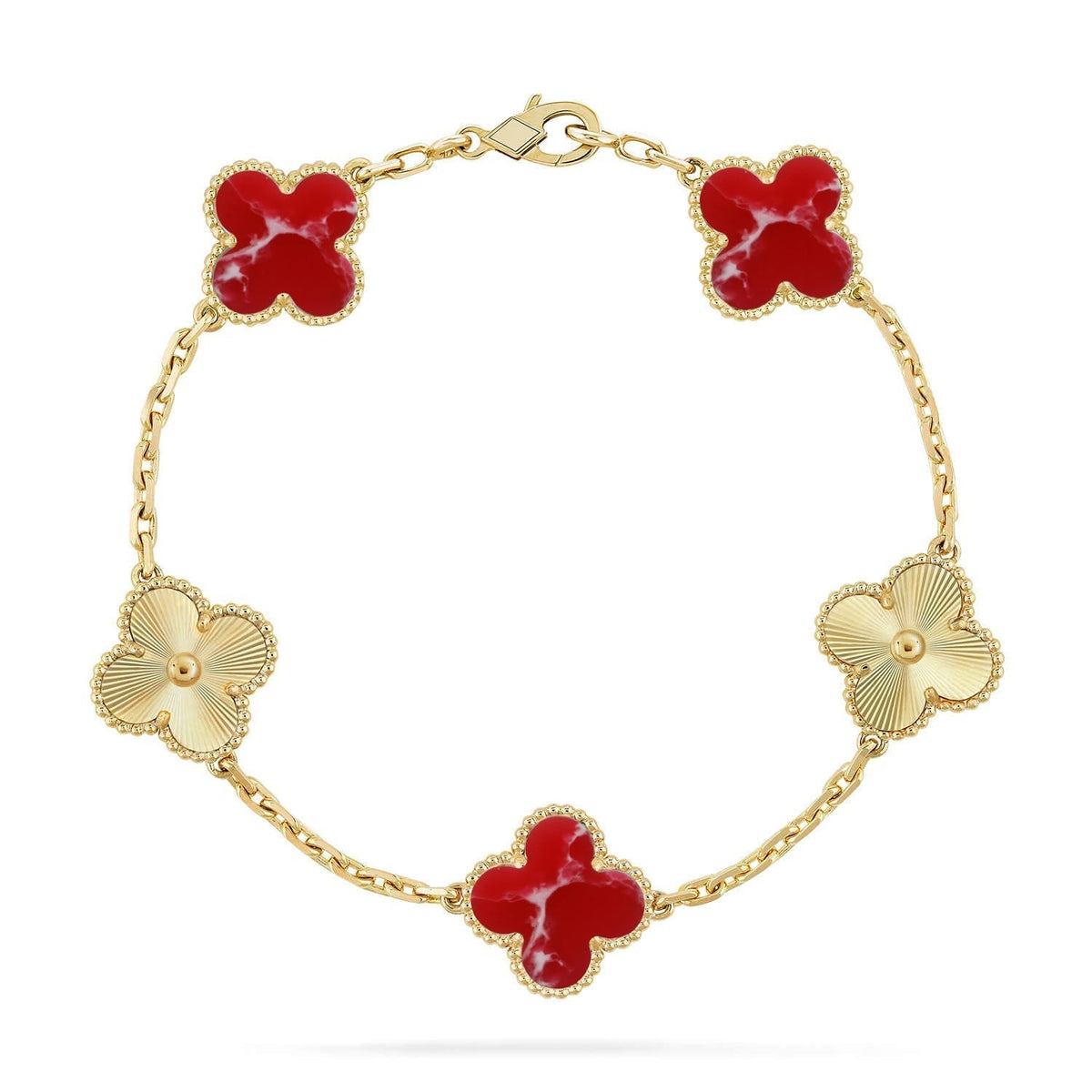 [⭐Veyra]CLOVER 5 MOTIF RED PATTERN BRACELET COLLECTION