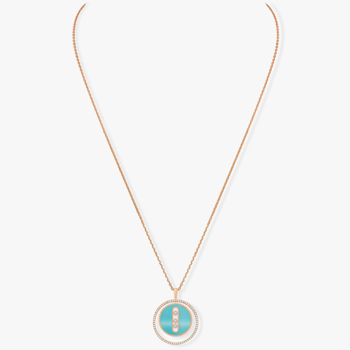 [⭐Veyra]Demo MOVE 3 DIAMONDS TURQUOISE PINK GOLD DIAMOND NECKLACE