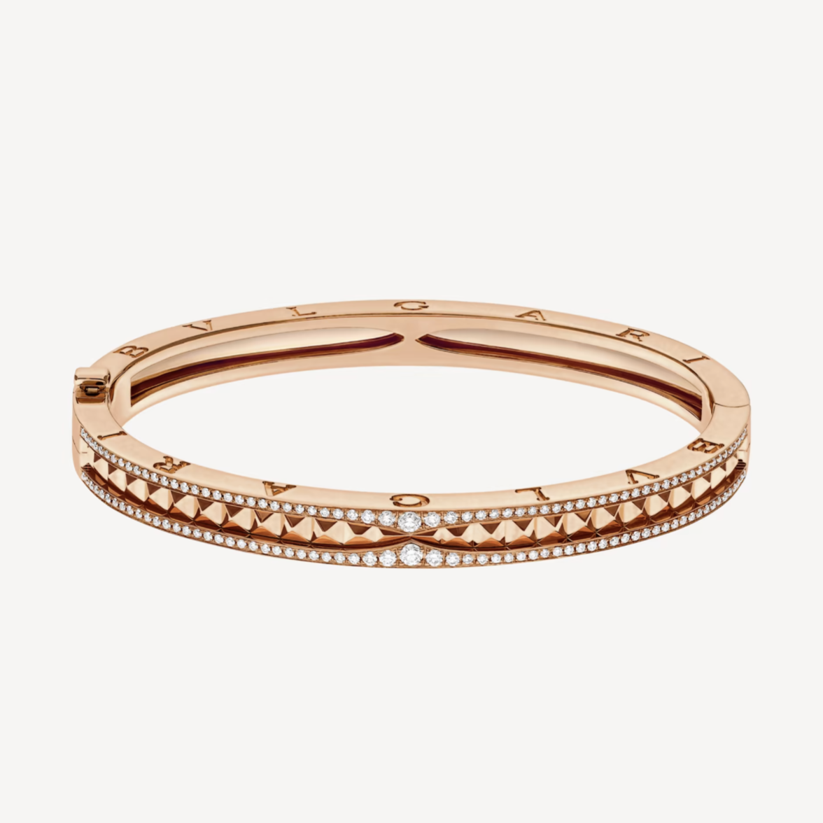 [⭐Veyra]ZERO 1 SPIRAL AND PAVED DIAMOND PINK GOLD BRACELET