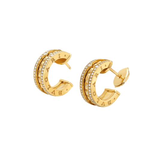 [⭐Veyra]ZERO 1 ROCK GOLD EARRINGS WITH STUDDED SPIRAL AND PAVED DIAMONDS