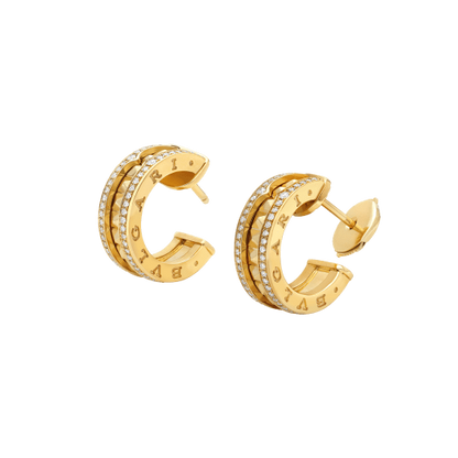 [⭐Veyra]ZERO 1 ROCK GOLD EARRINGS WITH STUDDED SPIRAL AND PAVED DIAMONDS