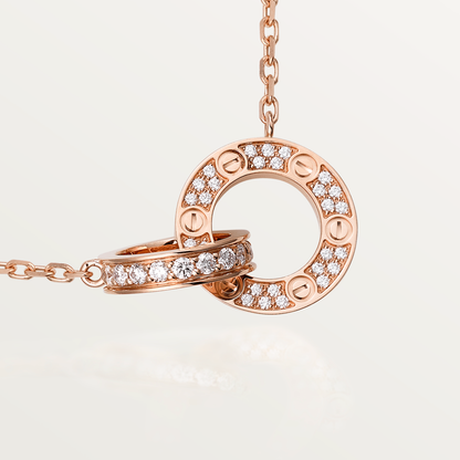 [⭐Veyra]LOVE 7.6MM NECKLACE ROSE GOLD AND SILVER  FULL DIAMOND