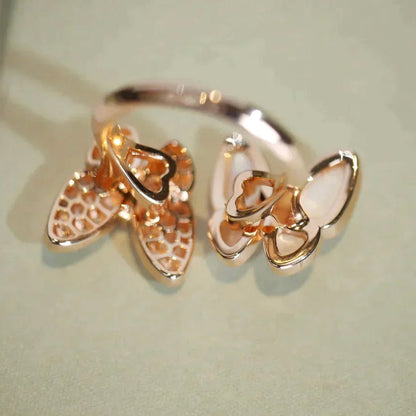 [⭐Veyra]TWIN BUTTERFLY DIAMOND MOP RING