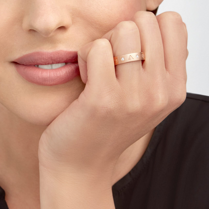 [⭐Veyra]ZERO 1 ESSENTIAL PINK GOLD BAND WITH DIAMONDS RING