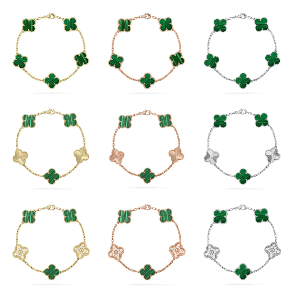 [⭐Veyra] CLOVER 5 MOTIF MALACHITE BRACELET COLLECTION