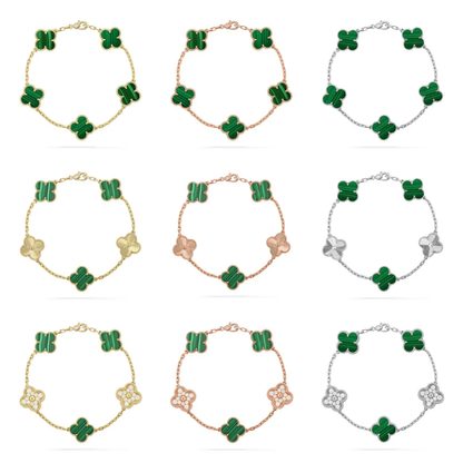 [⭐Veyra] CLOVER 5 MOTIF MALACHITE BRACELET COLLECTION