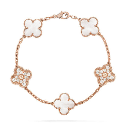 [⭐Veyra]CLOVER WHITE PEARL MOP 5 MOTIF BRACELET COLLECTION