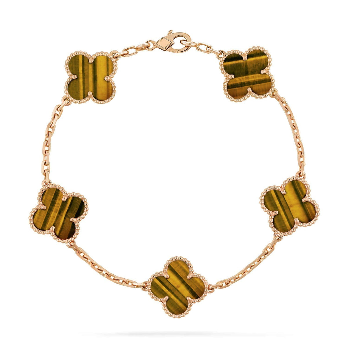 [⭐Veyra] CLOVER 5 MOTIFS TIGER EYE BRACELET COLLECTION