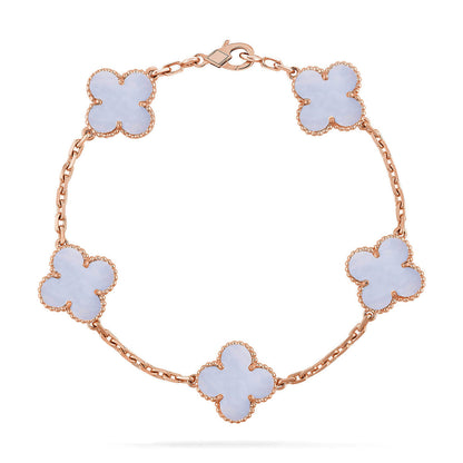 [⭐Veyra] CLOVER 5 MOTIF PURPLE CHALCEDONY BRACELET COLLECTION