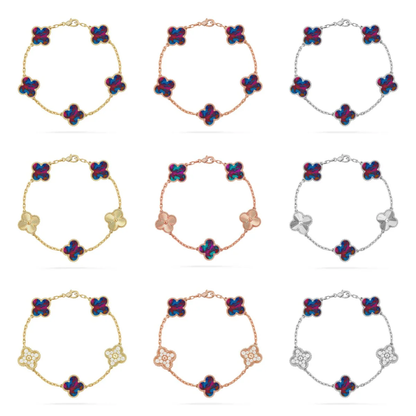 [⭐Veyra]CLOVER 5 MOTIF COLOR GEMSTONES BRACELET COLLECTION