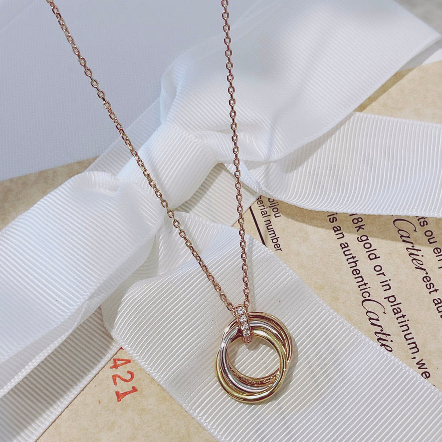 [⭐Veyra]TRINITY NECKLACE GOLD  DIAMONDS