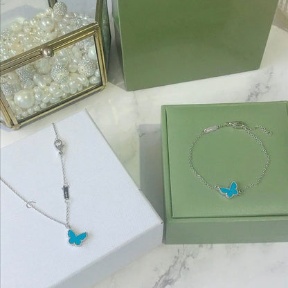 [⭐Veyra]BUTTERFLY TURQUOISE BUTTERFLY BRACELET SILVER