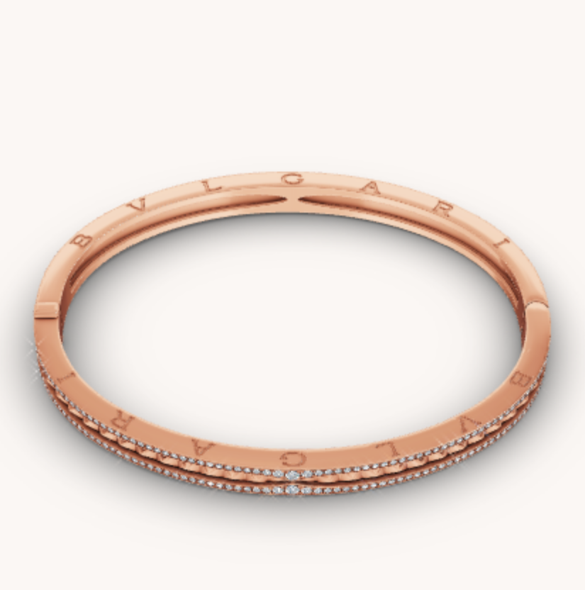 [⭐Veyra]ZERO 1 SPIRAL AND PAVED DIAMOND PINK GOLD BRACELET