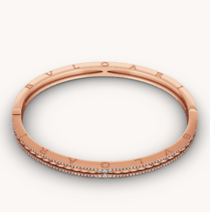 [⭐Veyra]ZERO 1 SPIRAL AND PAVED DIAMOND PINK GOLD BRACELET