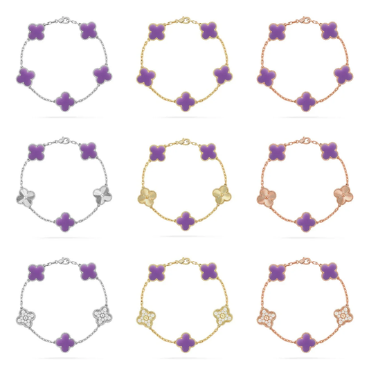 [⭐Veyra]CLOVER 5 MOTIF LIGHT PURPLE BRACELET COLLECTION