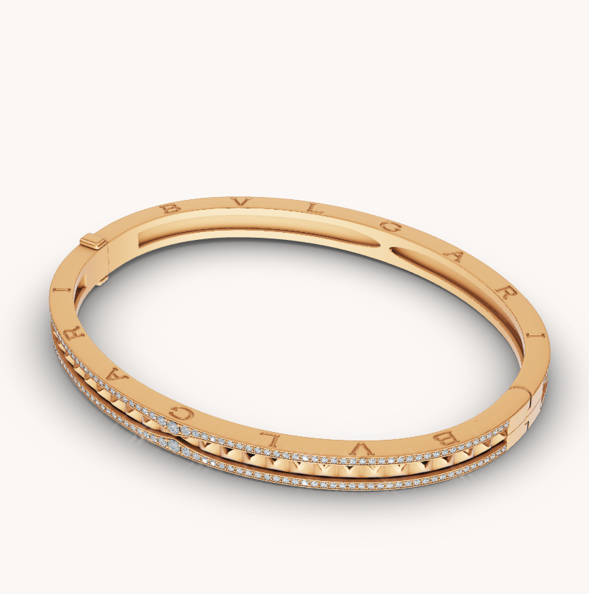 [⭐Veyra]ZERO 1 SPIRAL AND PAVED DIAMOND GOLD BRACELET