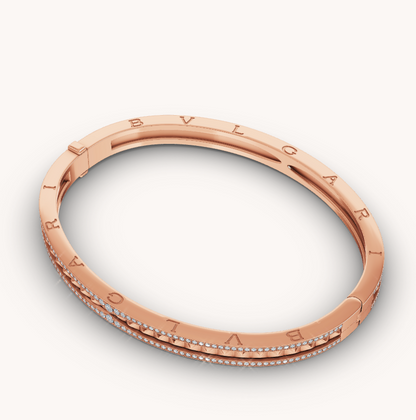 [⭐Veyra]ZERO 1 SPIRAL AND PAVED DIAMOND PINK GOLD BRACELET