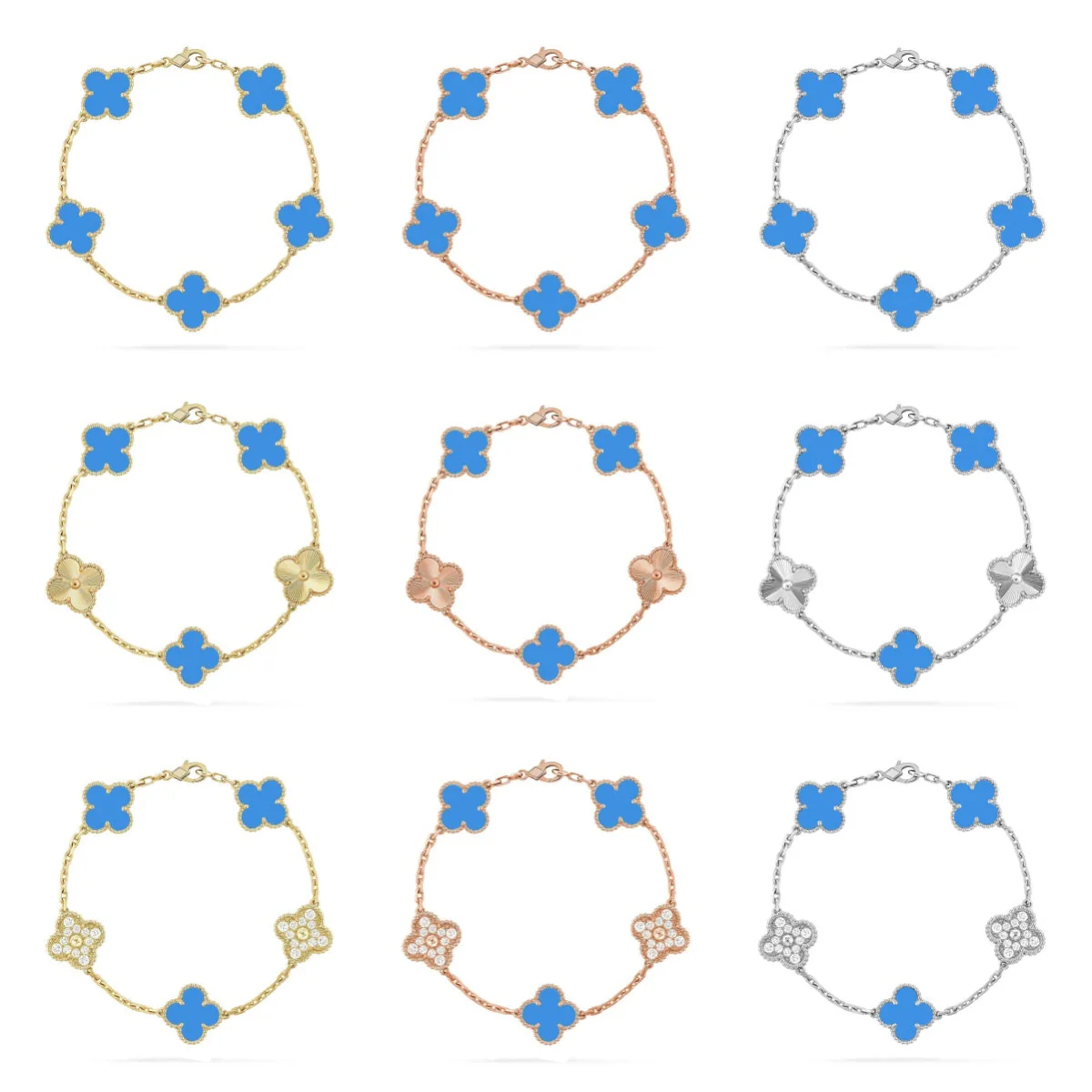 [⭐Veyra] CLOVER 5 MOTIF BLUE AGATE BRACELET COLLECTION