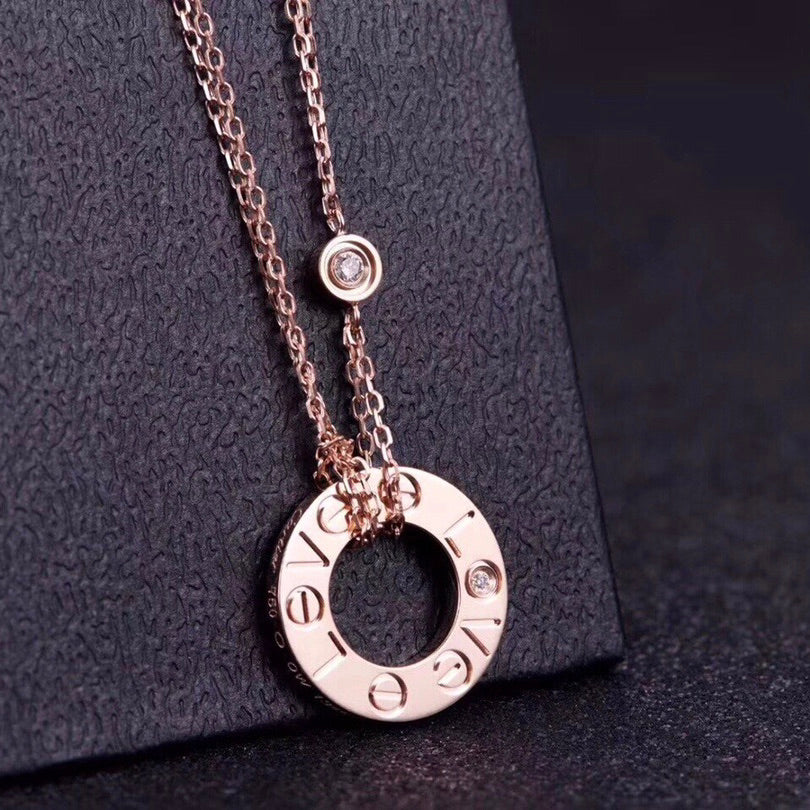 [⭐Veyra]LOVE NECKLACE 16MM 2 DIAMONDS