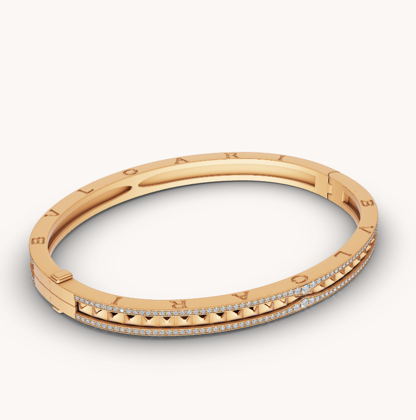 [⭐Veyra]ZERO 1 SPIRAL AND PAVED DIAMOND GOLD BRACELET
