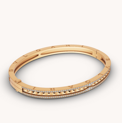 [⭐Veyra]ZERO 1 SPIRAL AND PAVED DIAMOND GOLD BRACELET