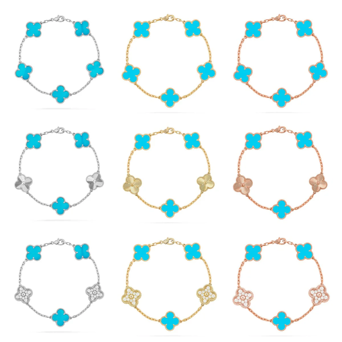 [⭐Veyra] CLOVER 5 MOTIF TURQUOISE BRACELET COLLECTION