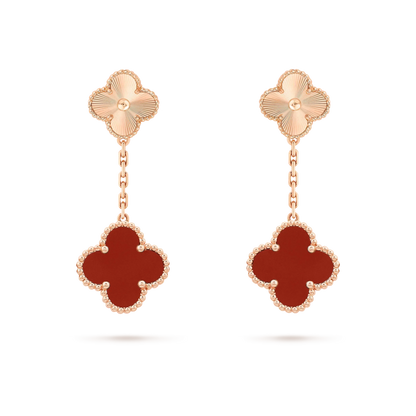 [⭐Veyra]CLOVER 2 MOTIF  LASER CARNELIAN EARRINGS