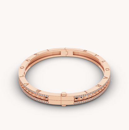 [⭐Veyra]ZERO 1 SPIRAL AND PAVED DIAMOND PINK GOLD BRACELET
