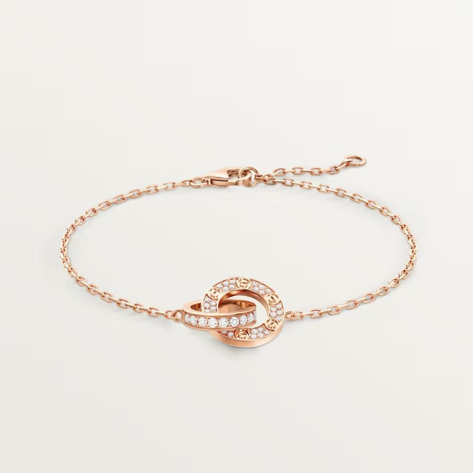 [⭐Veyra]LOVE DOUBLE RING FULL DIAMOND BRACELET