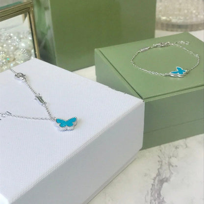 [⭐Veyra]BUTTERFLY TURQUOISE BUTTERFLY BRACELET SILVER