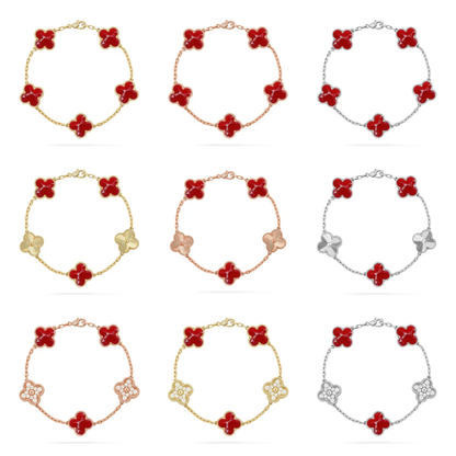 [⭐Veyra]CLOVER 5 MOTIF RED PATTERN BRACELET COLLECTION