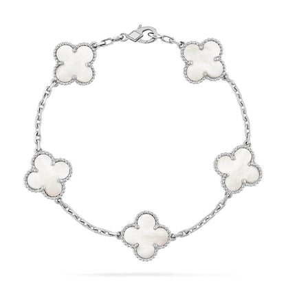 [⭐Veyra]CLOVER WHITE PEARL MOP 5 MOTIF BRACELET COLLECTION