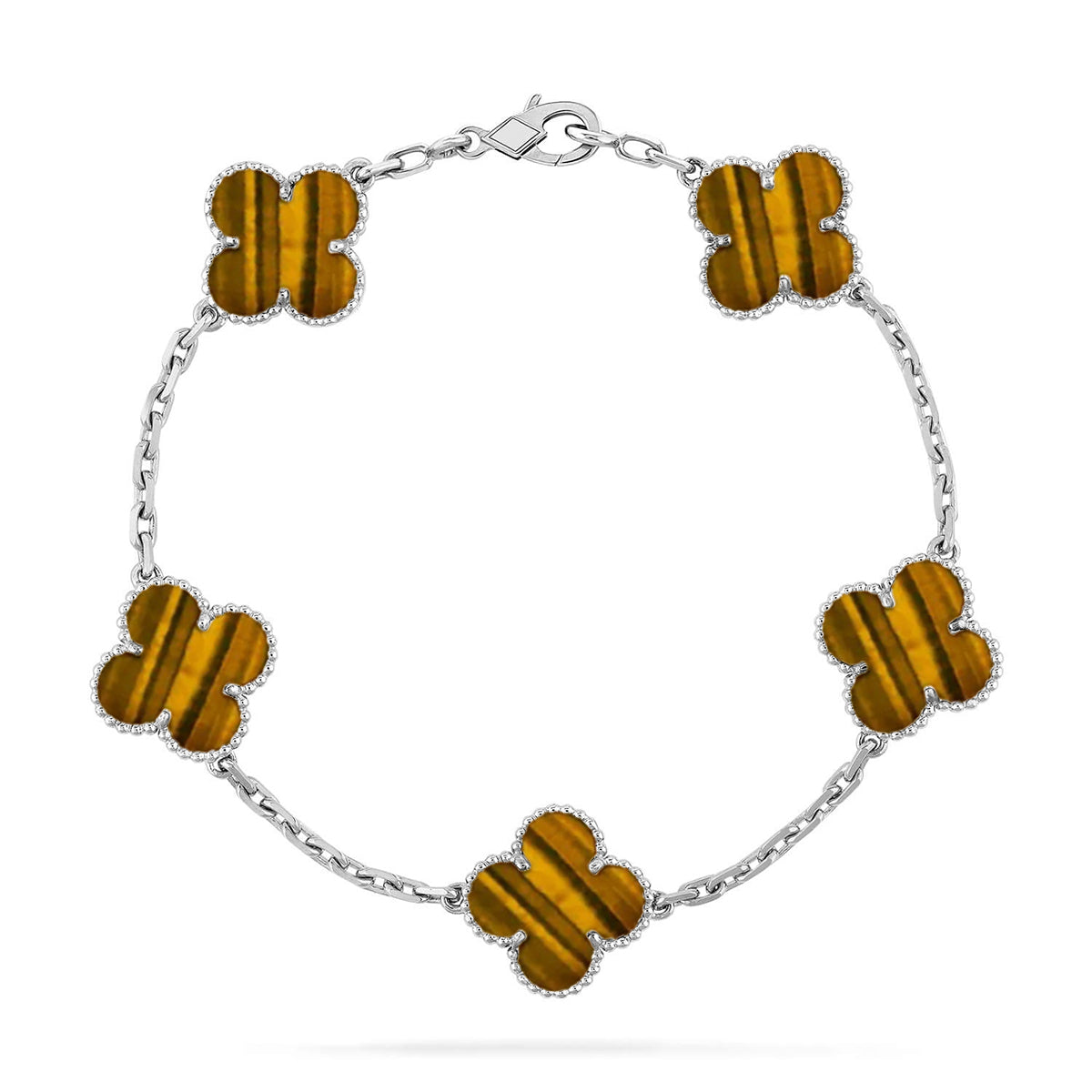 [⭐Veyra] CLOVER 5 MOTIFS TIGER EYE BRACELET COLLECTION