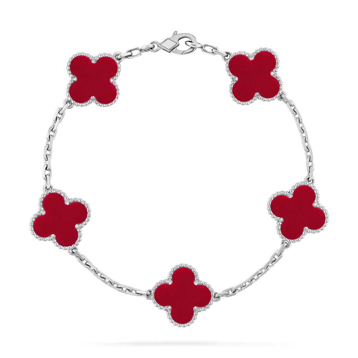 [⭐Veyra] CLOVER 5 MOTIF RED CORNELIAN BRACELET COLLECTION