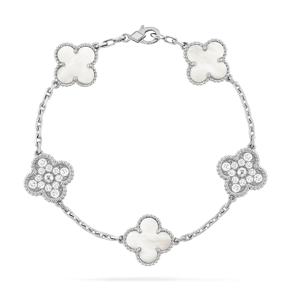[⭐Veyra]CLOVER WHITE PEARL MOP 5 MOTIF BRACELET COLLECTION