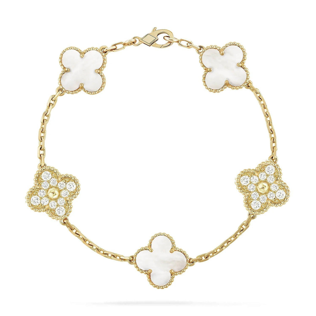 [⭐Veyra]CLOVER WHITE PEARL MOP 5 MOTIF BRACELET COLLECTION