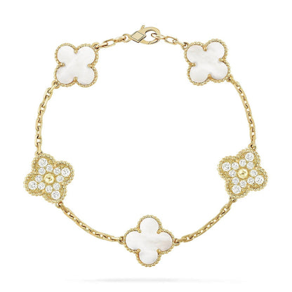 [⭐Veyra]CLOVER WHITE PEARL MOP 5 MOTIF BRACELET COLLECTION
