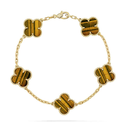 [⭐Veyra] CLOVER 5 MOTIFS TIGER EYE BRACELET COLLECTION