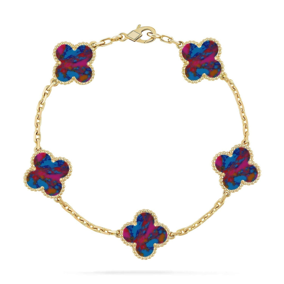 [⭐Veyra]CLOVER 5 MOTIF COLOR GEMSTONES BRACELET COLLECTION