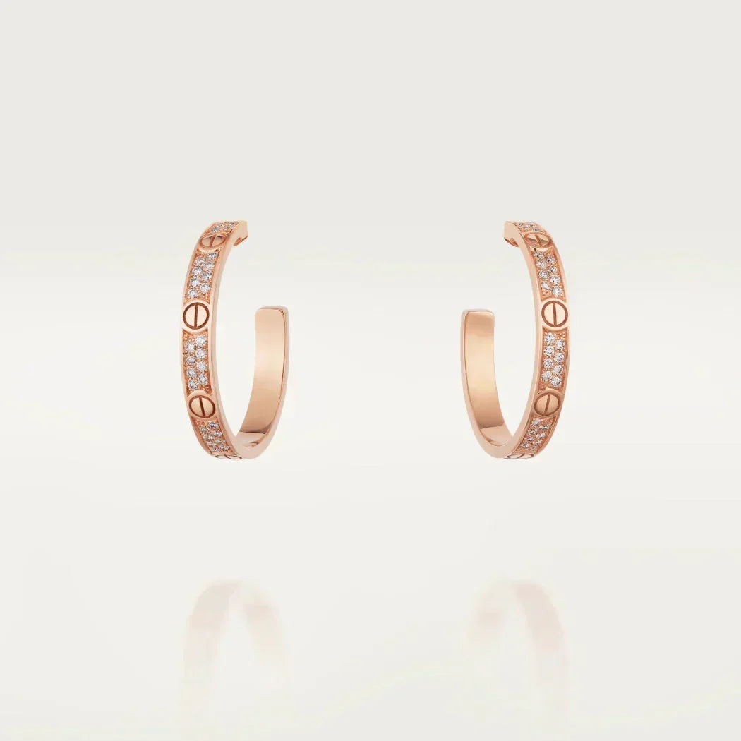 [⭐Veyra]LOVE DIAMOND PINK GOLD HOOP EARRINGS