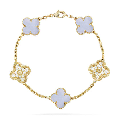 [⭐Veyra] CLOVER 5 MOTIF PURPLE CHALCEDONY BRACELET COLLECTION