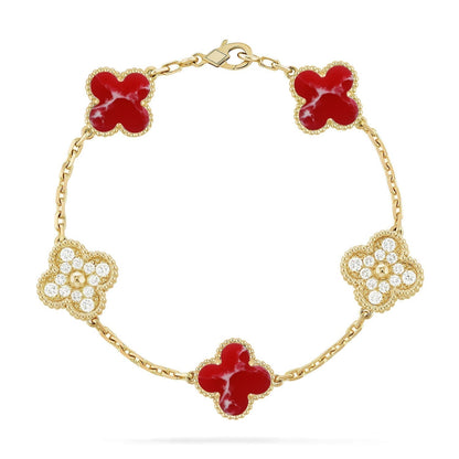 [⭐Veyra]CLOVER 5 MOTIF RED PATTERN BRACELET COLLECTION