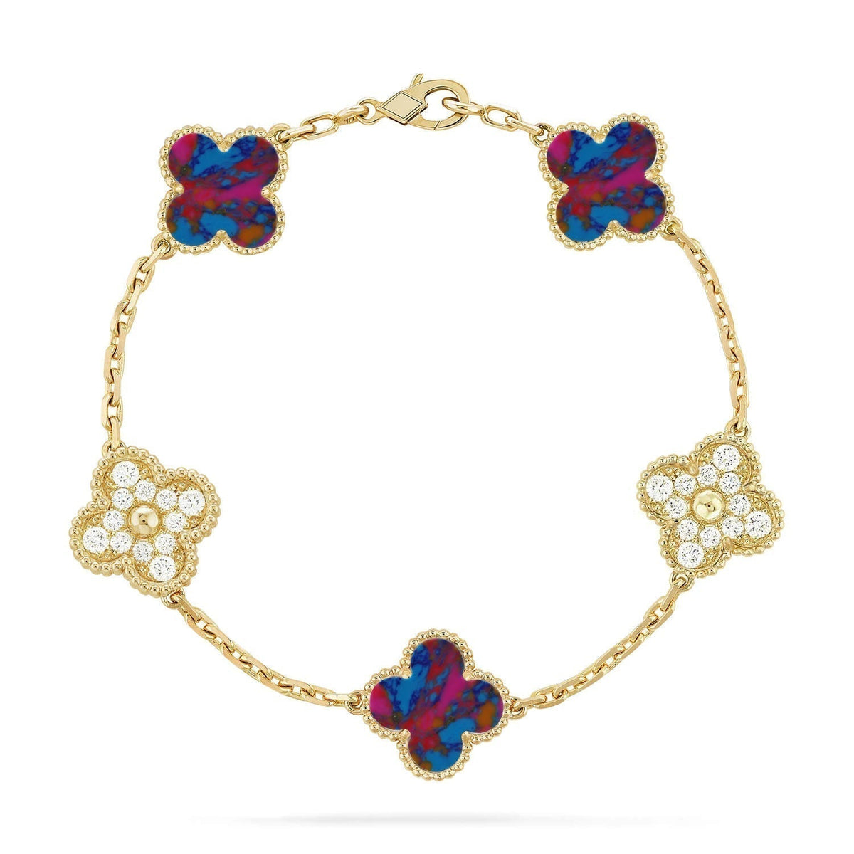 [⭐Veyra]CLOVER 5 MOTIF COLOR GEMSTONES BRACELET COLLECTION