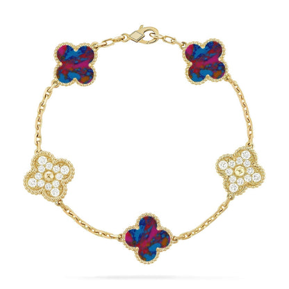 [⭐Veyra]CLOVER 5 MOTIF COLOR GEMSTONES BRACELET COLLECTION