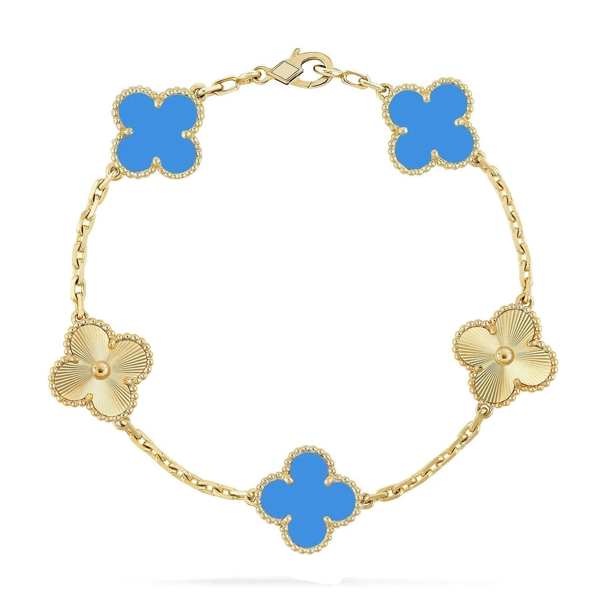 [⭐Veyra] CLOVER 5 MOTIF BLUE AGATE BRACELET COLLECTION