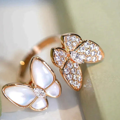 [⭐Veyra]TWIN BUTTERFLY DIAMOND MOP RING