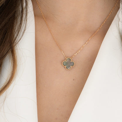 [⭐Veyra]CLOVER 15MM  GRAY MOTHER OF PEARL NECKLACE
